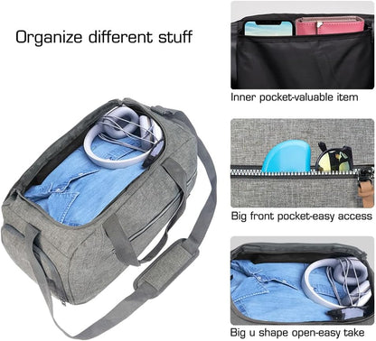 Gym Duffel Bag, Gym Bag with Waterproof Shoe Pouch, Weekend Travel Bag with a Water-Resistant Insulated Pocket